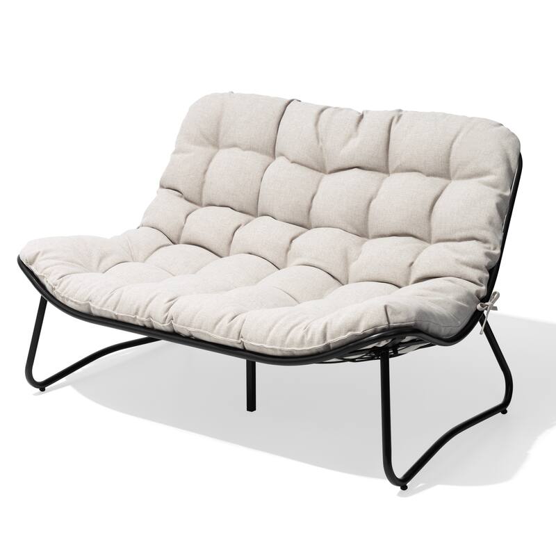 Double Papasan Chair Loveseat Conversation Cushioned Chair Seat for Indoor Outdoor