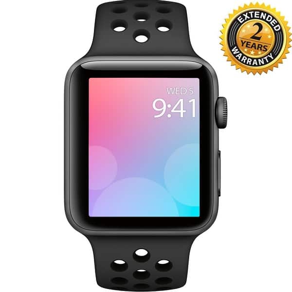 Apple Watch Nike Series 3 42mm Smartwatch Gps Only Space Gray Aluminum Case Anthracite Black Nike Sport Band Band Overstock
