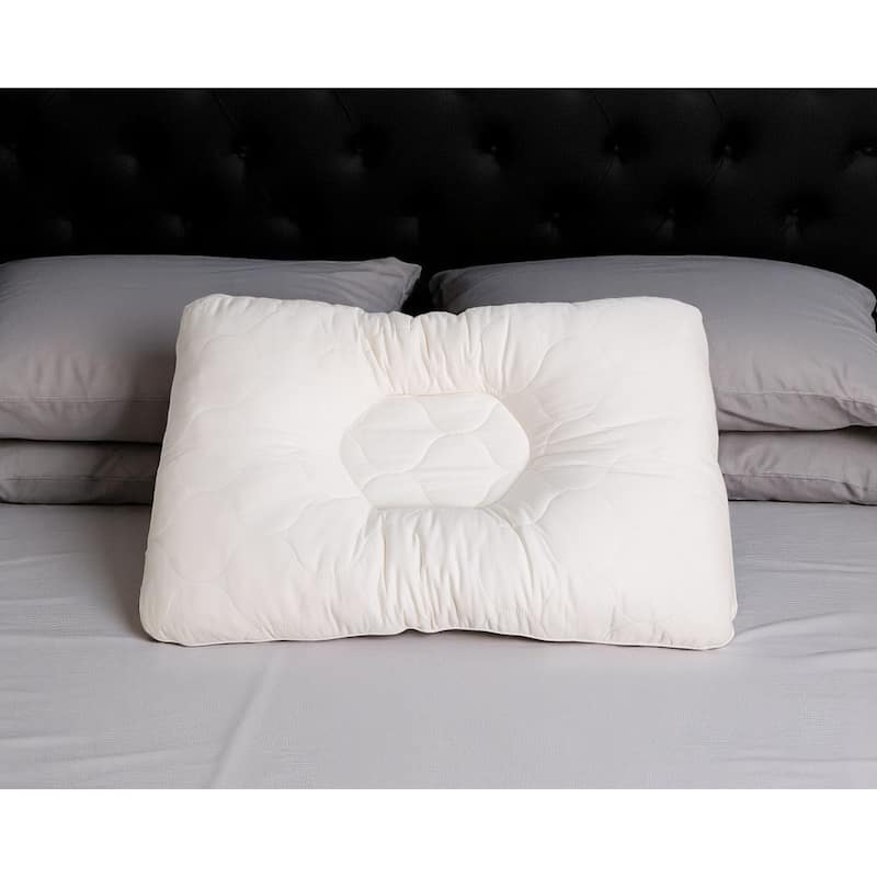 HomeRoots Cotton Latex Foam And Wool Firm Hypoallergenic Queen Size Bed Pillow - Ivory - Firm - Queen
