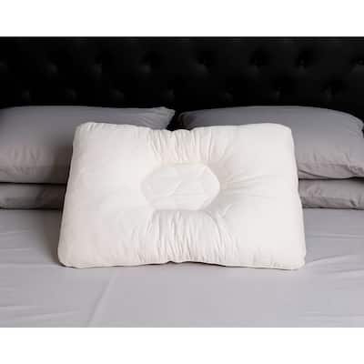 HomeRoots Cotton Latex Foam And Wool Firm Hypoallergenic Queen Size Bed Pillow - Ivory