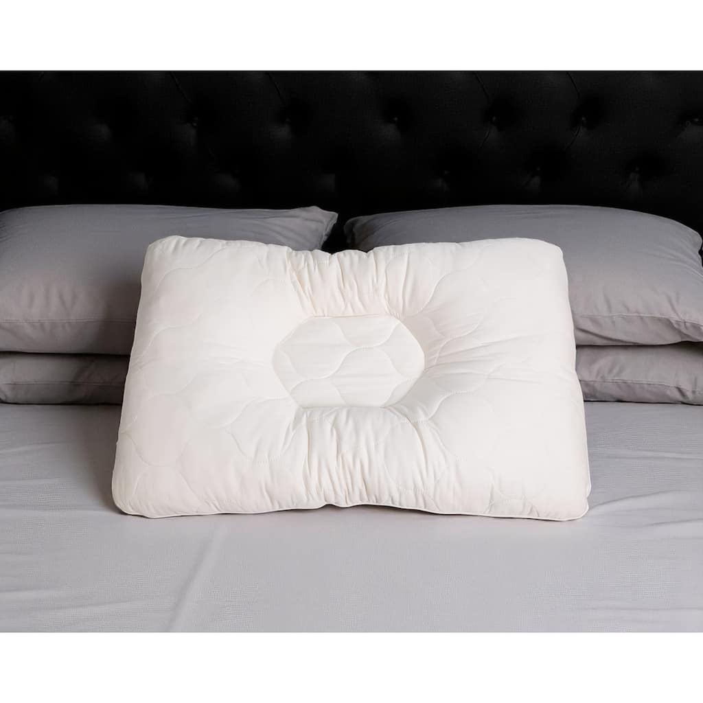HomeRoots Cotton Latex Foam And Wool Firm Hypoallergenic Queen Size Bed Pillow - Ivory