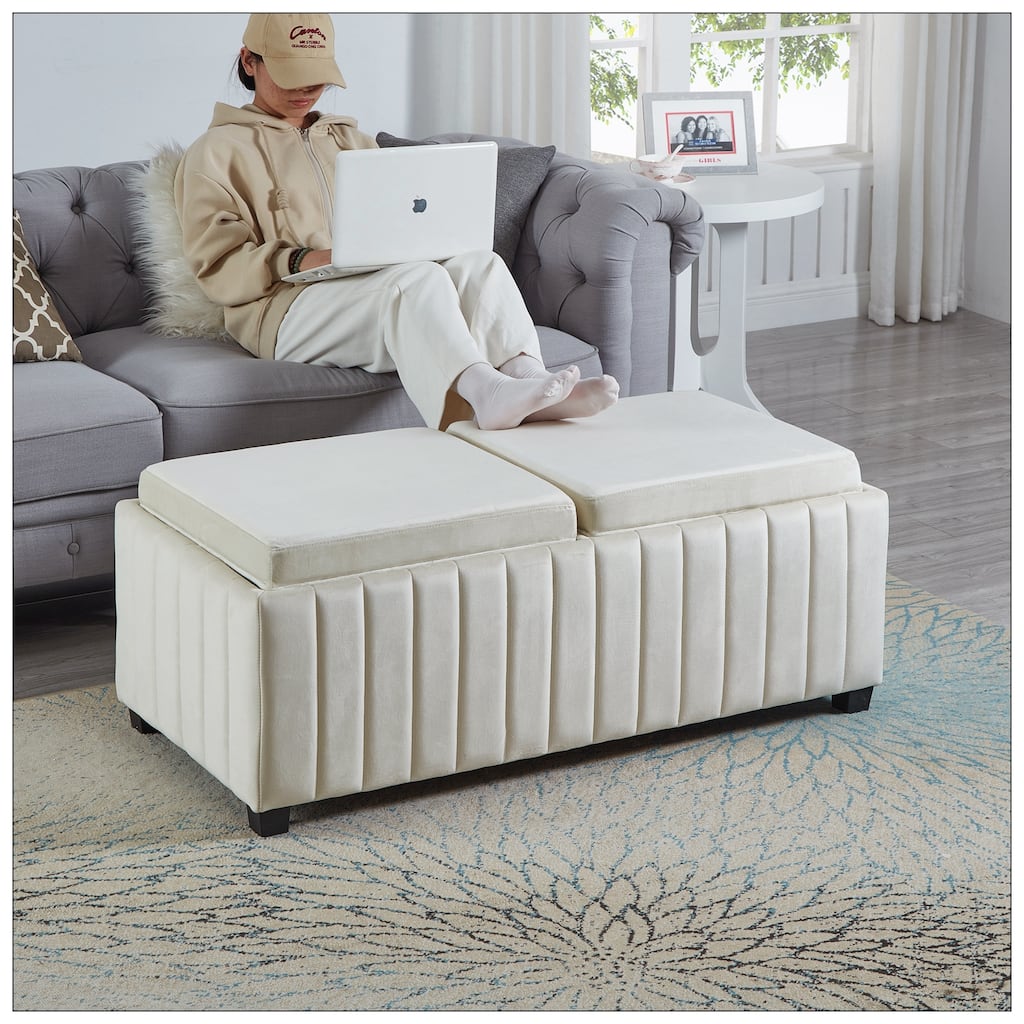 45 inch Wide Square CubeStorage Ottoman Bench