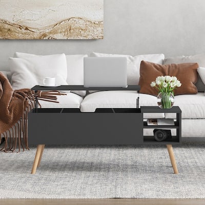 Lift Top Coffee Table Center Table with Hidden Compartment Adjustable Storage Shelf Lift Tabletop Dining Table