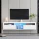 Floating TV Stand Wall Mounted Media Cabinet with LED Lights, White ...