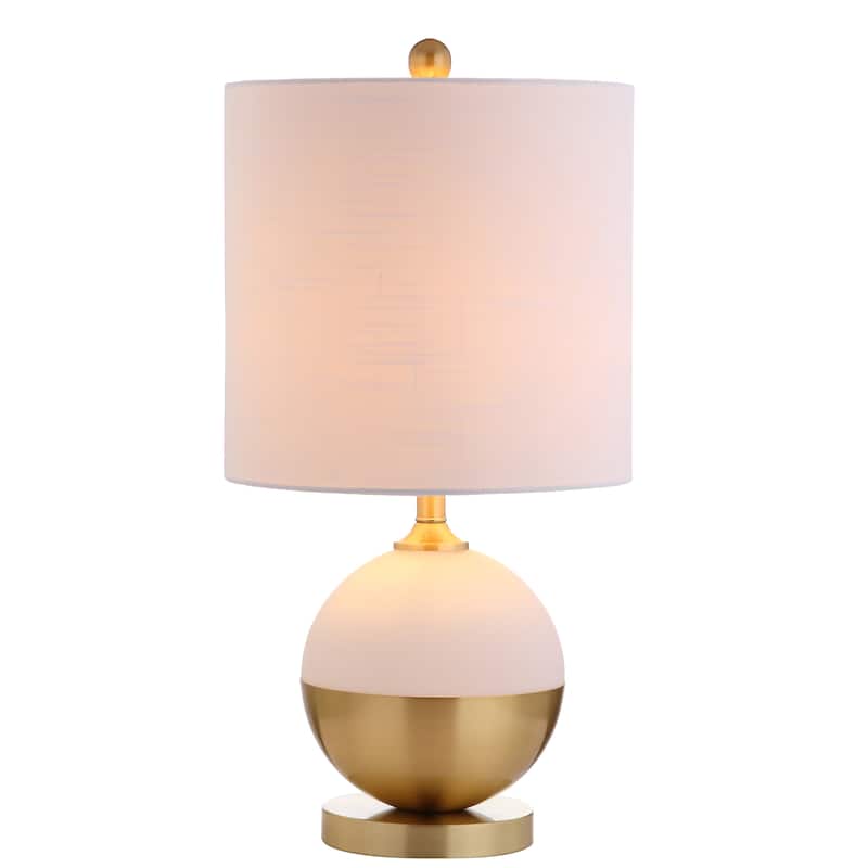 Estelle 23.5" Ceramic/Metal LED Table Lamp, White/Brass by JONATHAN Y