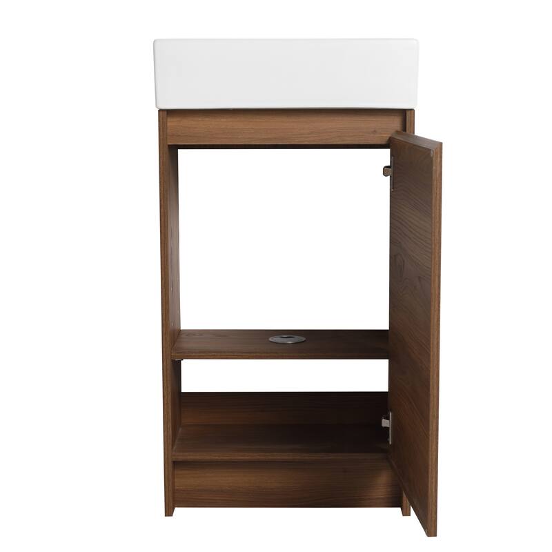 BNK 16/18 inch Freestanding Bathroom Vanity with Single Sink and Soft Close Door