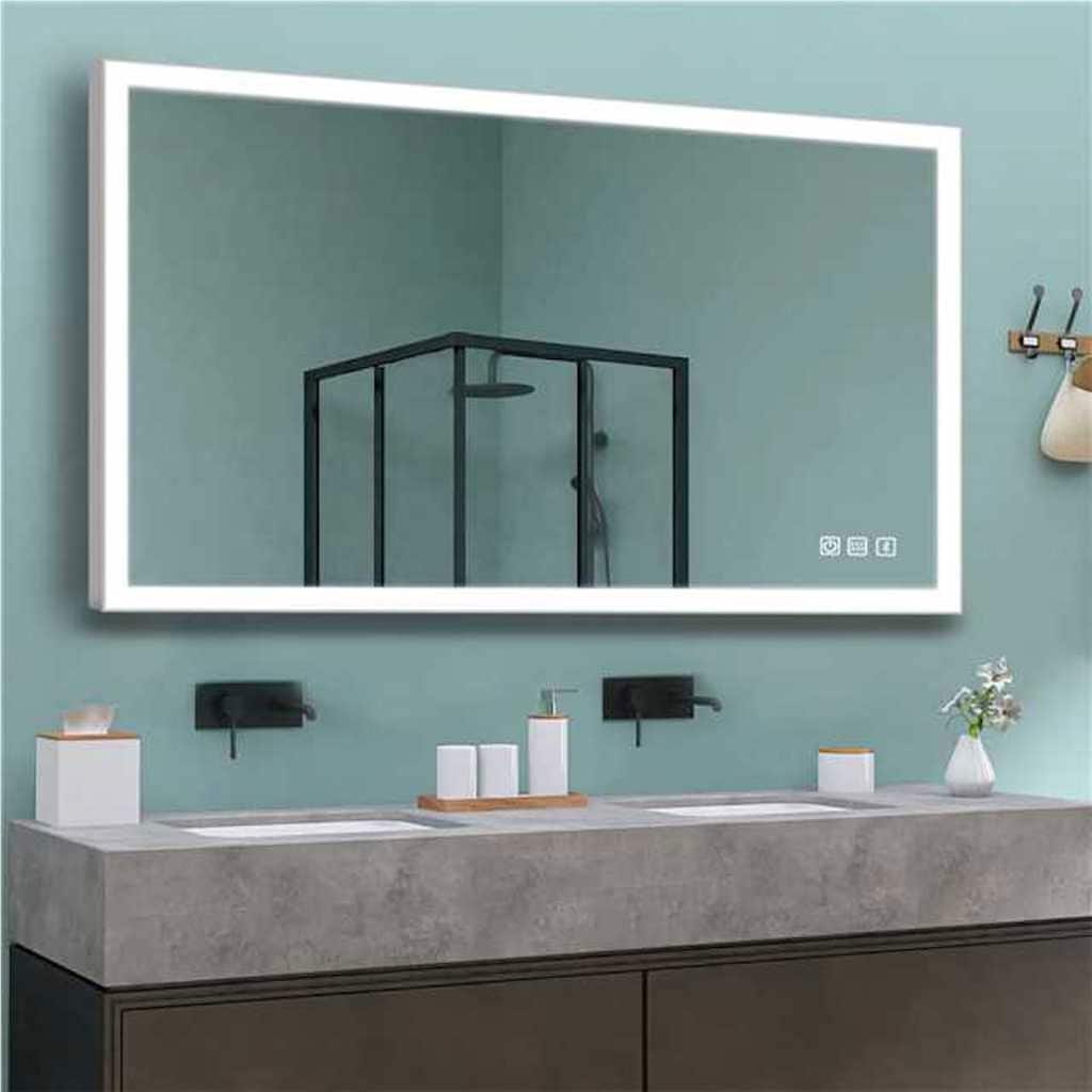 Rectangular Framed Anti-Fog Wall Mounted LED Bathroom Vanity Mirror