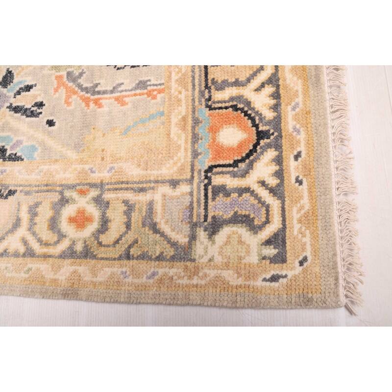 ECARPETGALLERY Hand-knotted Modern Oushak Light Grey Wool Rug - 4'1 x 6'2