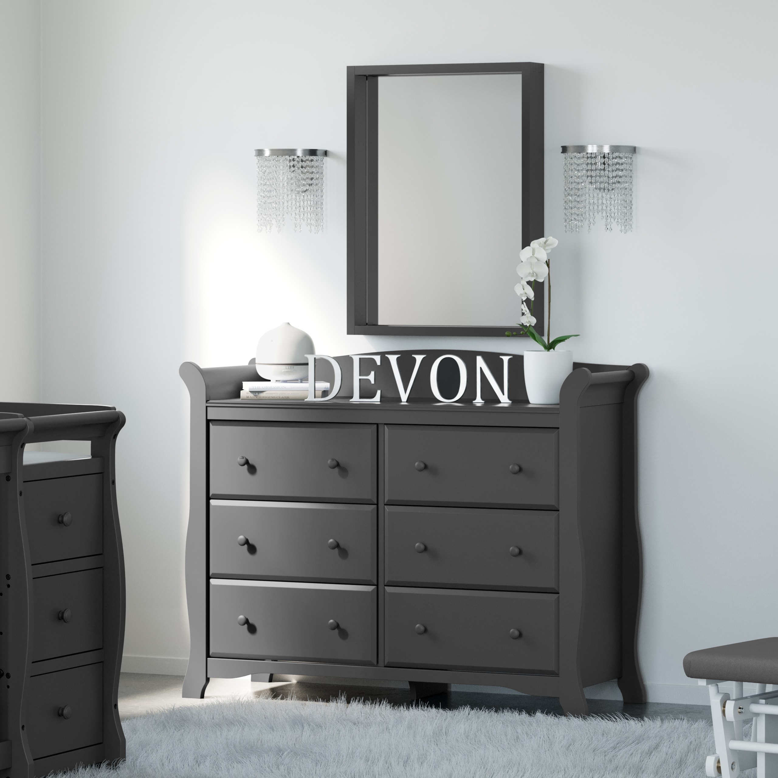 Storkcraft Avalon 6 Drawer Universal Double Dresser Overstock 25673135 Gray