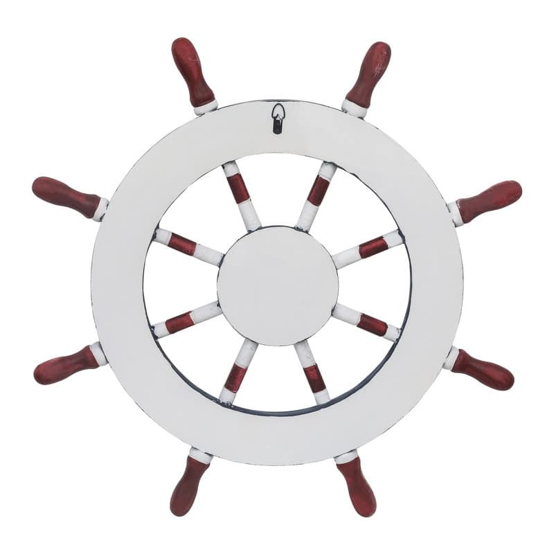 ADECO Wooden Boat Anchor Crossbar Ship Steering Wheel Wall Decor Beach