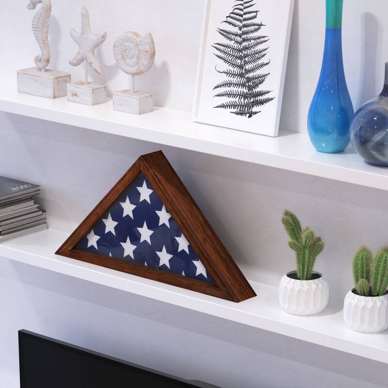 Solid Wood Display Case for 9.5 x 5 Veterans Flag