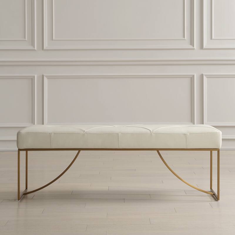 Uttermost 23843 Swale 53" Wide Stainless Steel Framed Leather Bench