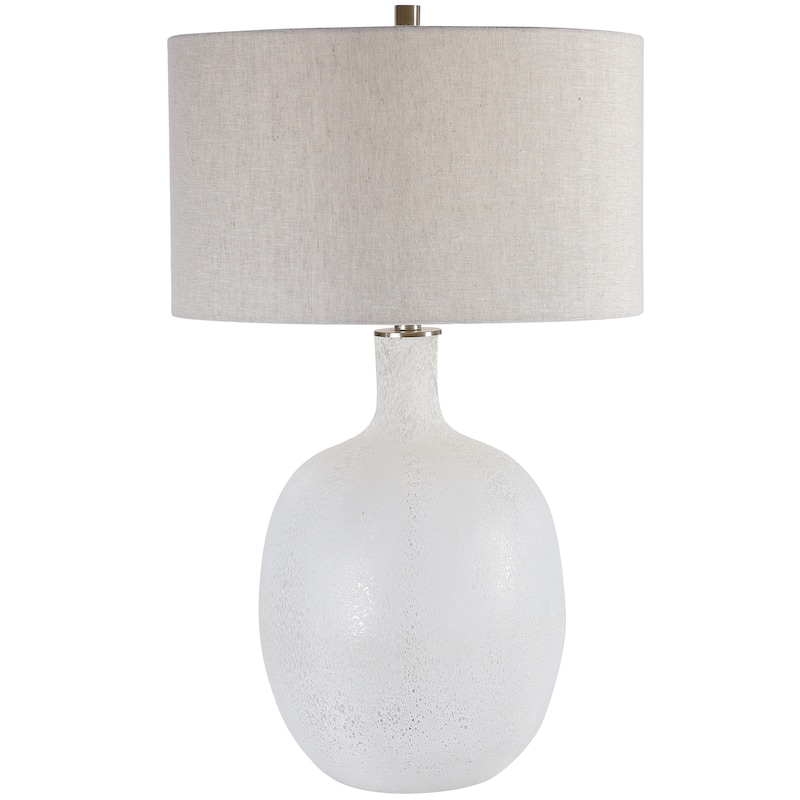Mottled Glass Table Lamp with Drum Shade - 29.75" - White