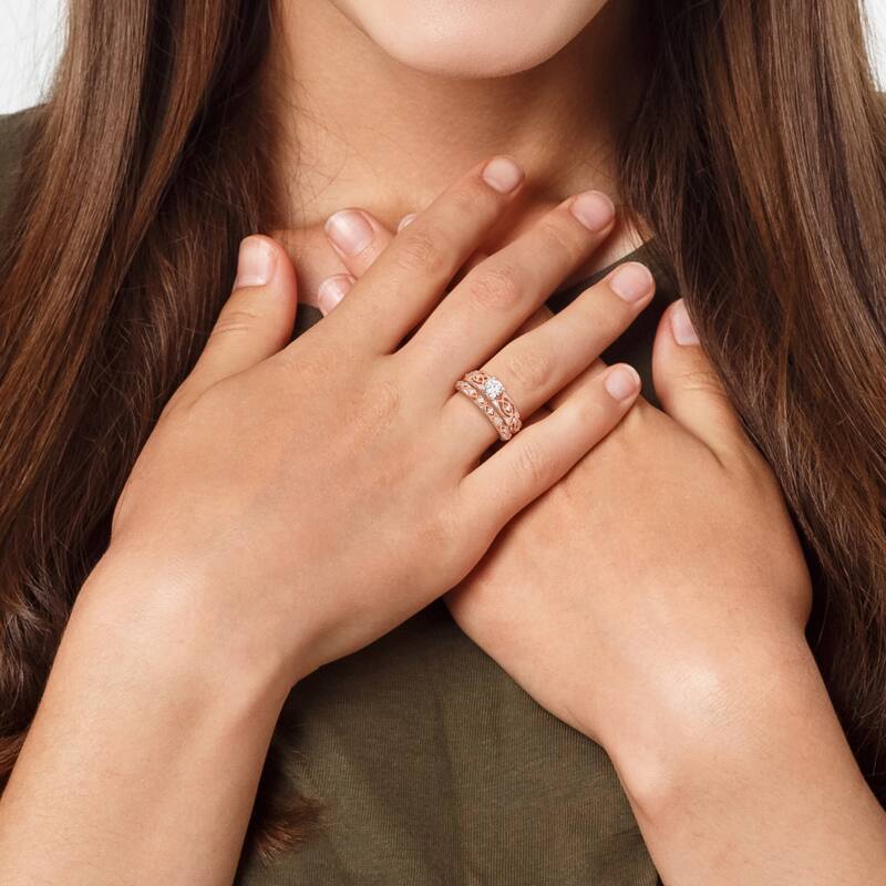 Miadora 3/4ct TDW Diamond Bridal Ring Set in 10k Rose Gold