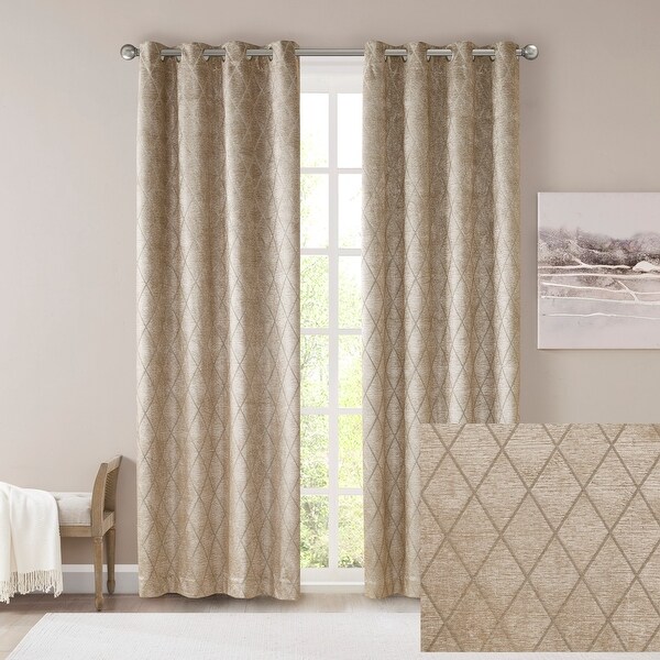 SunSmart Oxford Diamond Jacquard Total Blackout Single Curtain
