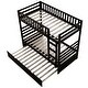 preview thumbnail 5 of 7, Brown Pine Wood Twin Bunk Beds, Movable Trundle, Guardrails, Ladder, Versatile 2-in-1 Design