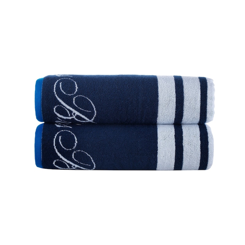 Brooks Brothers Nautical Blanket Stripe 2 pcs Bath Sheets - Navy
