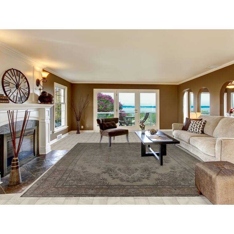 Tabriz Persian Vintage Area Rug Hand-Knotted Beige Wool Carpet - 9'6" x 13'4"