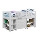 preview thumbnail 2 of 10, Twin Size Low Loft Bed with Desk and Storage - Kids Pine Wood Loft Bed with Cabinet and Study Space