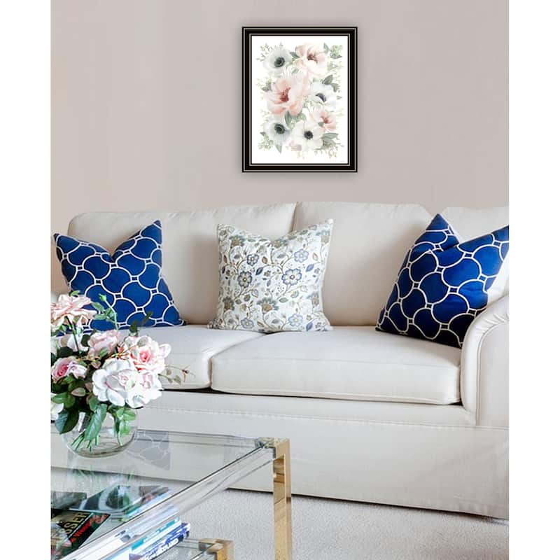 TrendyDecor4U Contemporary "Peony Floral Block" Framed Print Wall Art