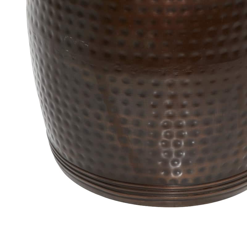 Brown Metal Accent Table with Marble Top