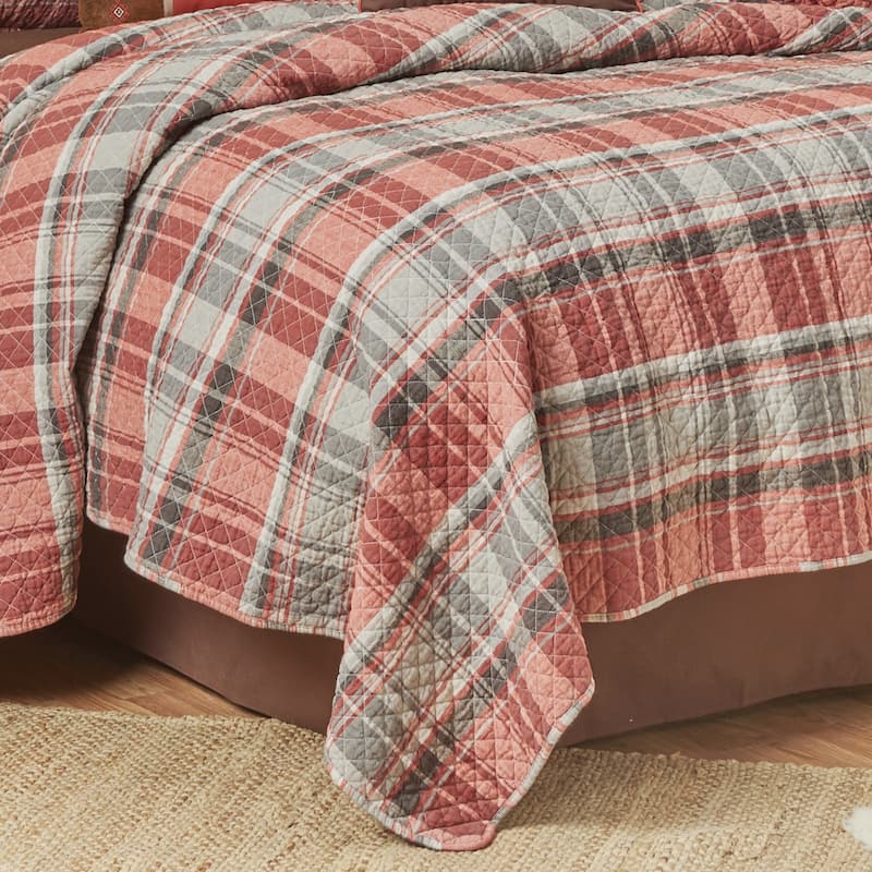 Saffron Plaid Rustic Lodge Cotton Quilt Set