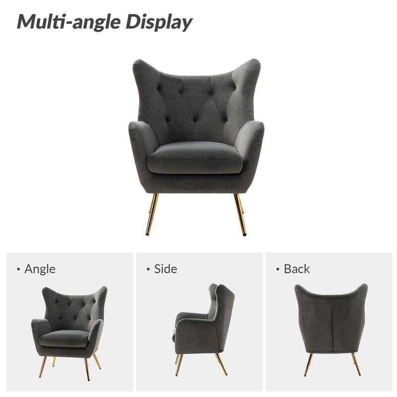 Eusebio Modern Velvet Accent Chair with Tufted Wingback for Living Room Set of 2 by HULALA HOME