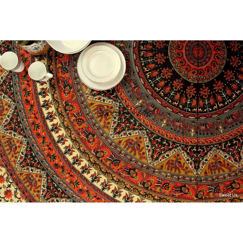 Cotton Elephant Floral Shine Tablecloth Rectangle