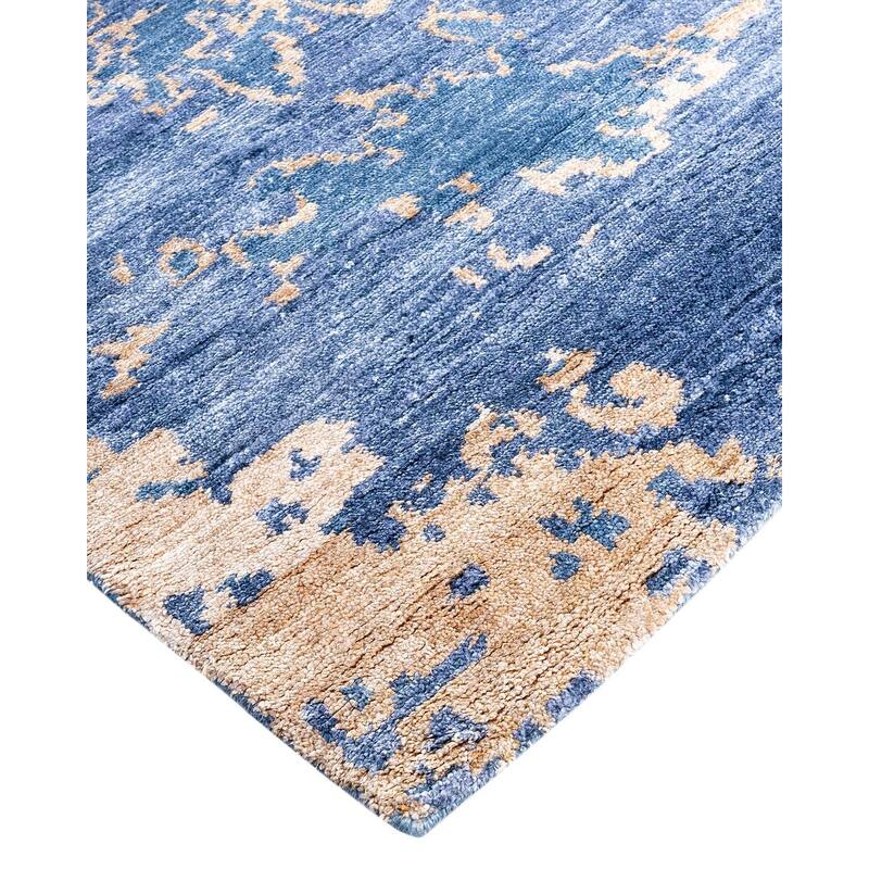 Modern One-of-a-Kind Hand-Knotted Area Rug, Blue - 9' 0" x 12' 0"