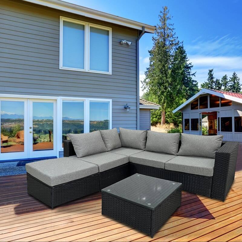 Wicker/Rattan 5 - Person Seating Group with Cushions