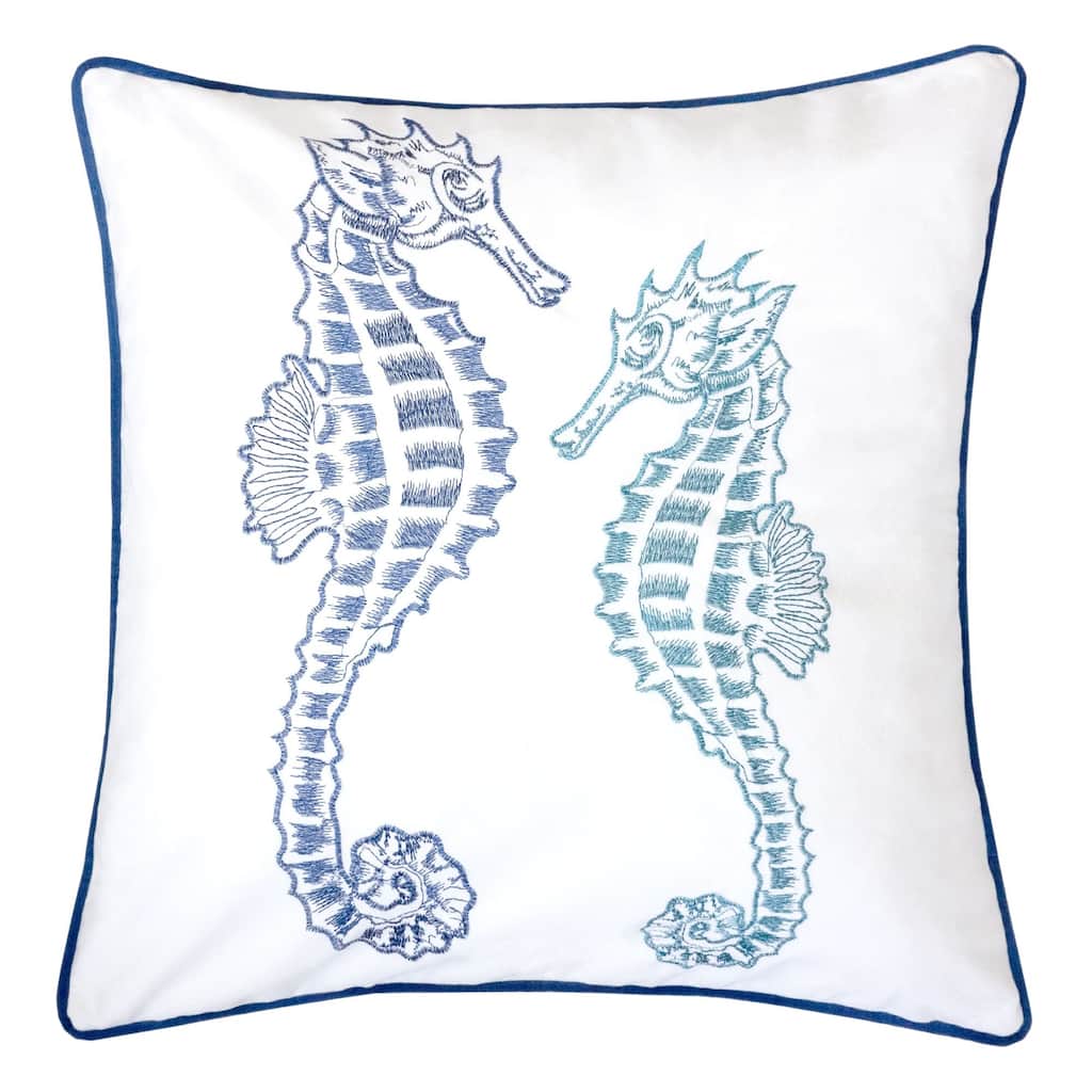 Blue/Spa Seahorses Outdoor & Indoor Throw Pillow, Set of 2