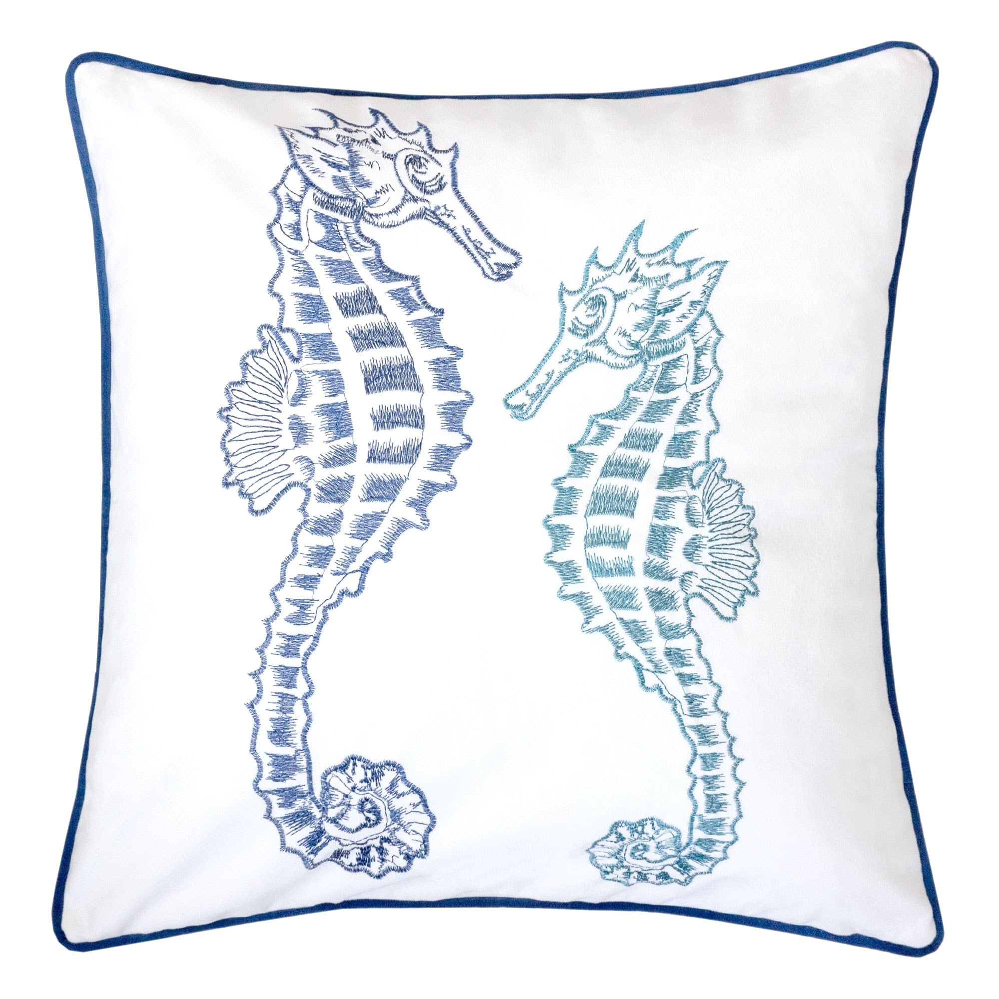 Blue/Spa Seahorses Outdoor & Indoor Throw Pillow, Set of 2