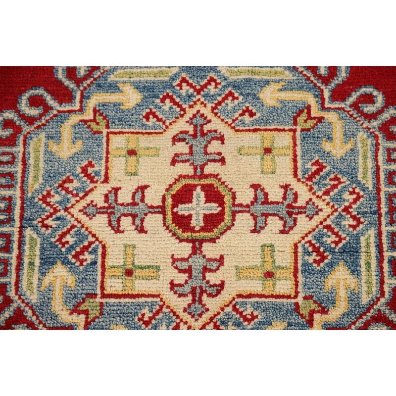 Red Kazak Foyer Rug Handmade Traditional Wool Carpet - 2'9" x 4'1"