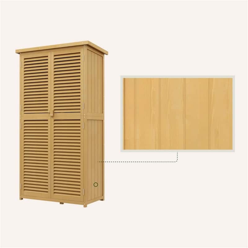 Outdoor Garden Storage Shed with 4 Shelves and Lockable Doors - 34.25" L x 18.25" W x 63" H