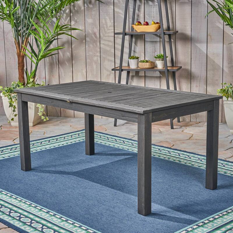 Expandable Acacia Wood Dining Table Outdoor Patio Extends for Entertaining