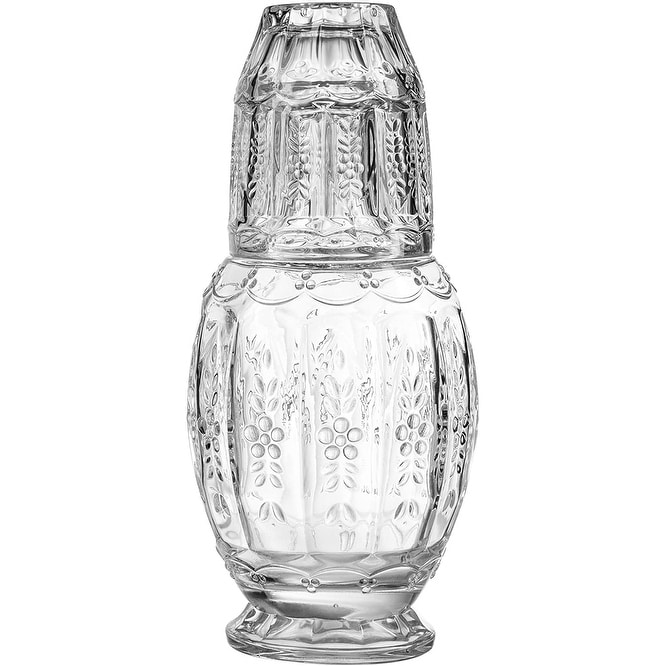 Elle Decor Vintage Water Carafe with Tumbler Glass Doubles as Lid - 4.7" x 10.2", 33 oz