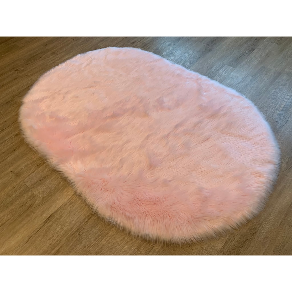 Luxurious Faux Sheepskin Oval Area Rug