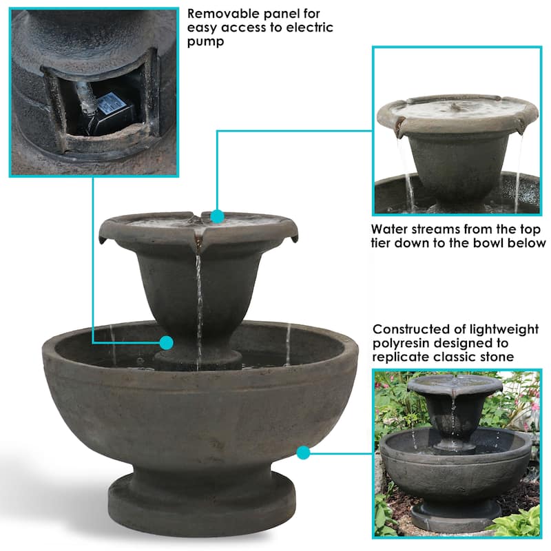 Streaming Falls 2-Tier Outdoor Water Fountain Garden Feature - 25"