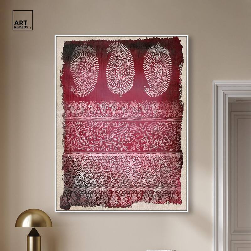 Burgundy Stamps Canvas by Art Remedy