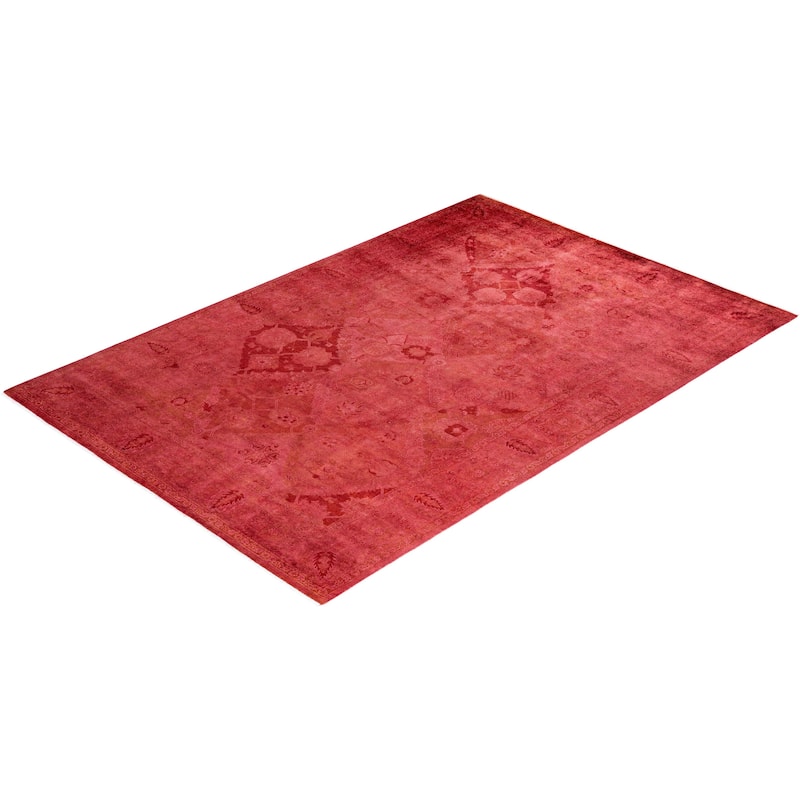 Overdyed, One-of-a-Kind Hand-Knotted Area Rug - Pink - 6' 1" x 9' 1"