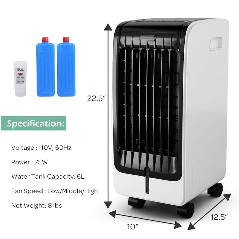 Portable Evaporative Cooling Fan with Remote Control and Touch Pad
