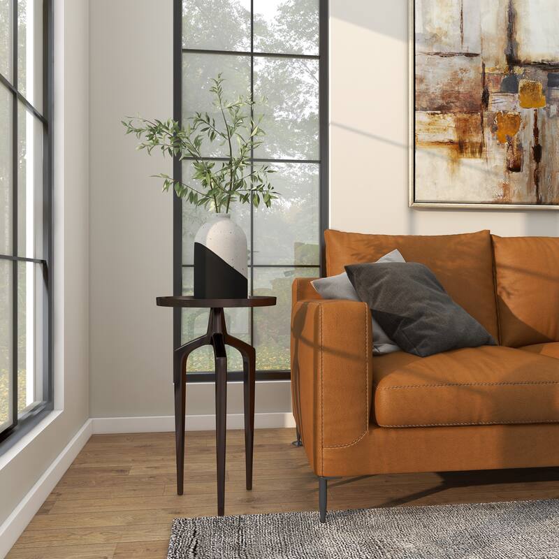 Sleek Aluminum Metal Tray Inspired Accent Table with 3 Tripod Legs - Black, Gold, Silver