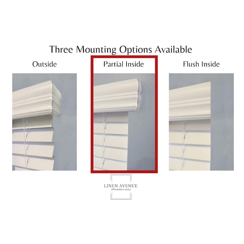 Linen Avenue Cordless Faux Wood Blind, Partial Inside Mount (Arrives ½ Inch Narrower)