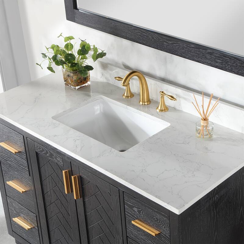 Altair Gazsi Bathroom Vanity with Composite Stone Countertop without Mirror
