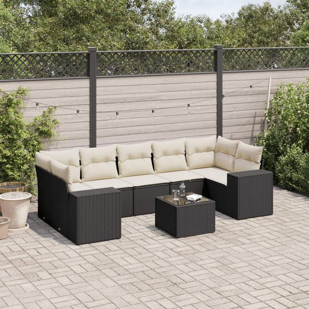 vidaXL Garden Sofa Set Black PE Rattan Large Modular Garden Sofa Set - 24.4 x 32.7 x 27.2