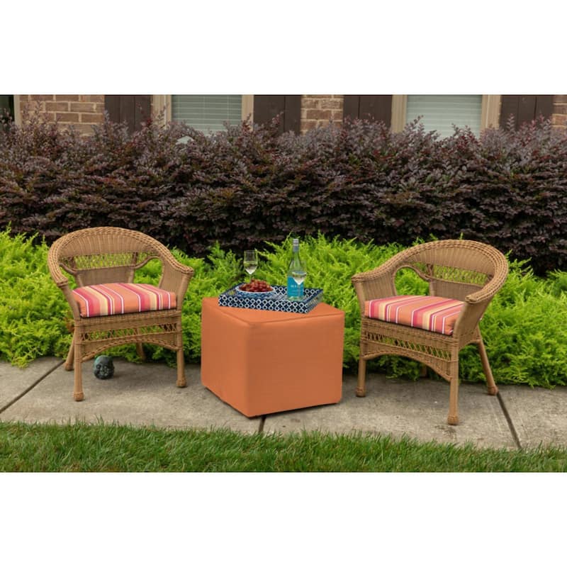 Sunbrella Stripe Fabric 1-Piece Indoor/Outdoor Wicker Seat Pad, 18"W x 18"L