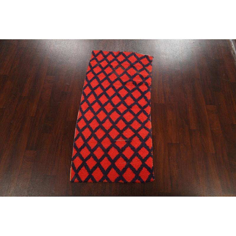 Checkered Tribal Moroccan Oriental Wool Area Rug Hand-knotted Carpet - 2'9" x 5'8"
