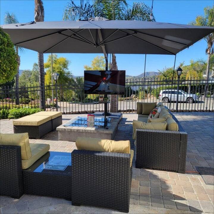 PURPLE LEAF Sturdy Heavy-duty Patio Cantilever Offset Umbrella 360-degree Rotation with Base
