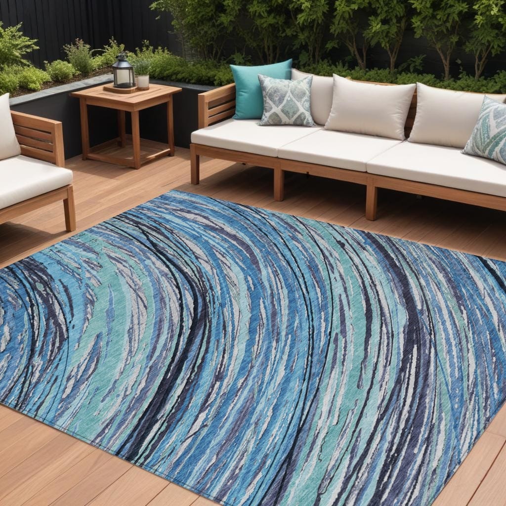 HomeRoots Abstract Transitional Rectangle Outdoor Rug