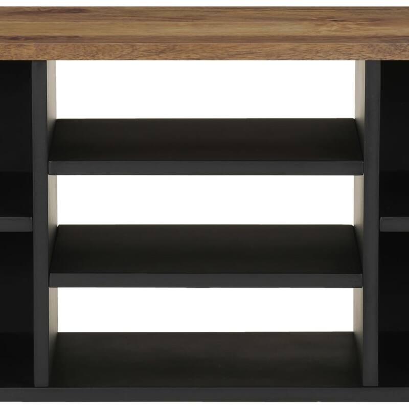 vidaXL TV Cabinet Honey brown, black Solid mango wood and engineered wood - 39.4 x 39.4 x 18.1 in